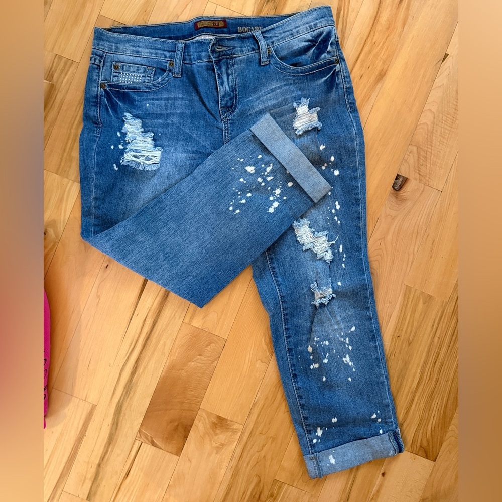 Bogart Distressed Jeans Paint Splatter Cuffed Hem Size 9 Juniors
